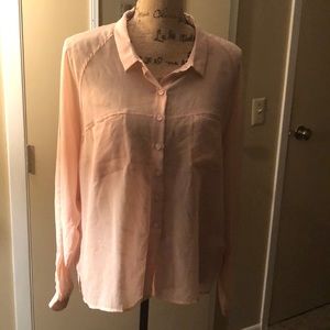 Sheer peach button up blouse